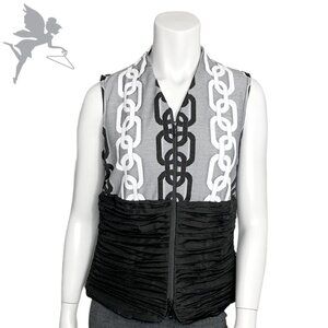 SAMUEL DONG Chain Link Ruched Waist Zip Front Top